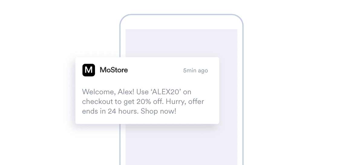 An example of a mobile push encouraging customers to use a promo code for a limited time