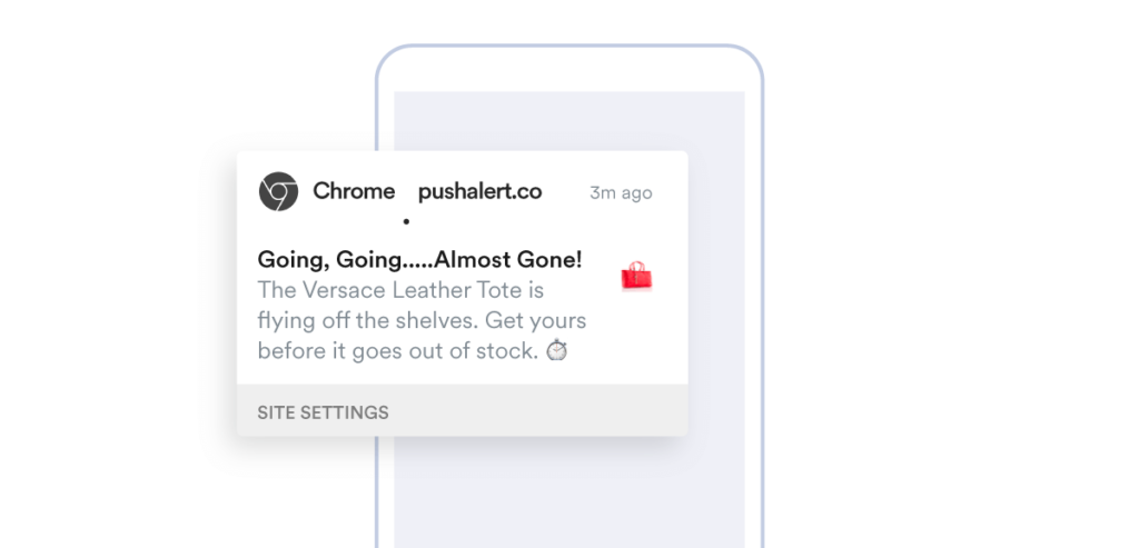 FOMO-based push notification example from an ecommerce brand