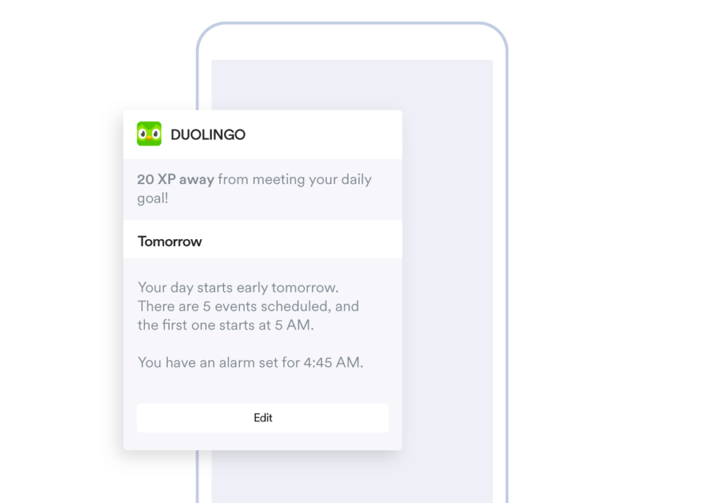 Gamification-based push notifications from Duolingo