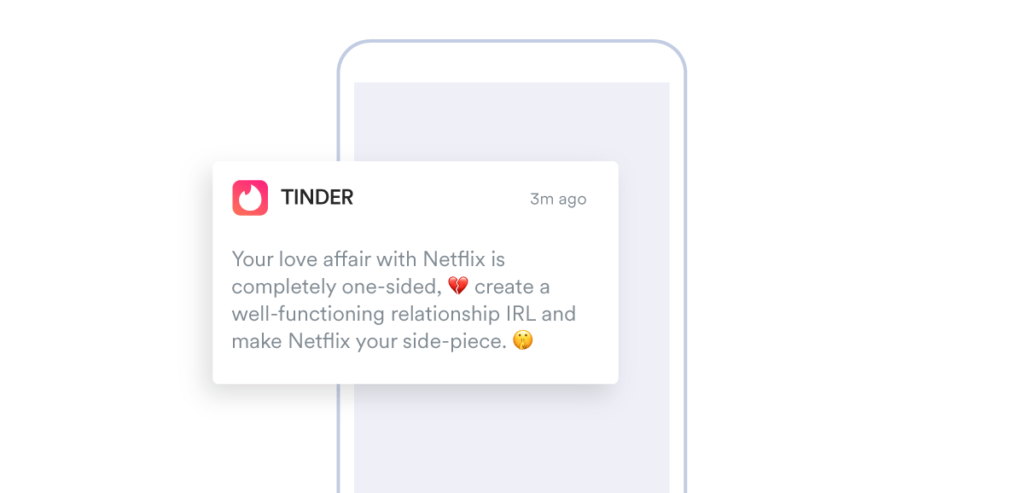 An engaging push notification example from Tinder