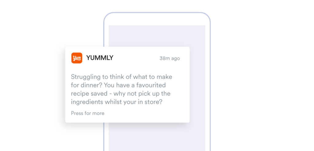 Location-based push notification example from Yummly