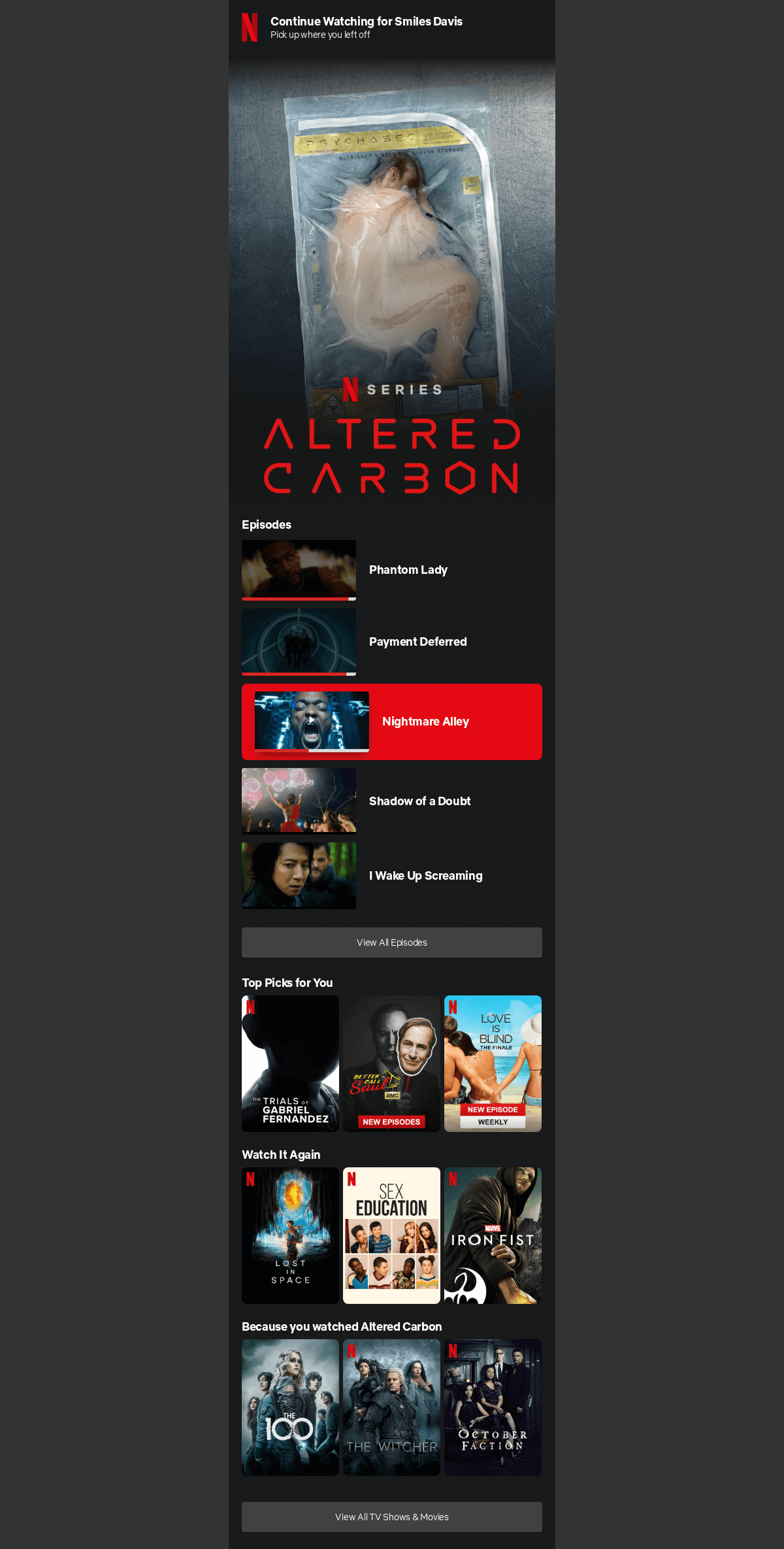 An example of an email from Netflix with personalized content recommendations