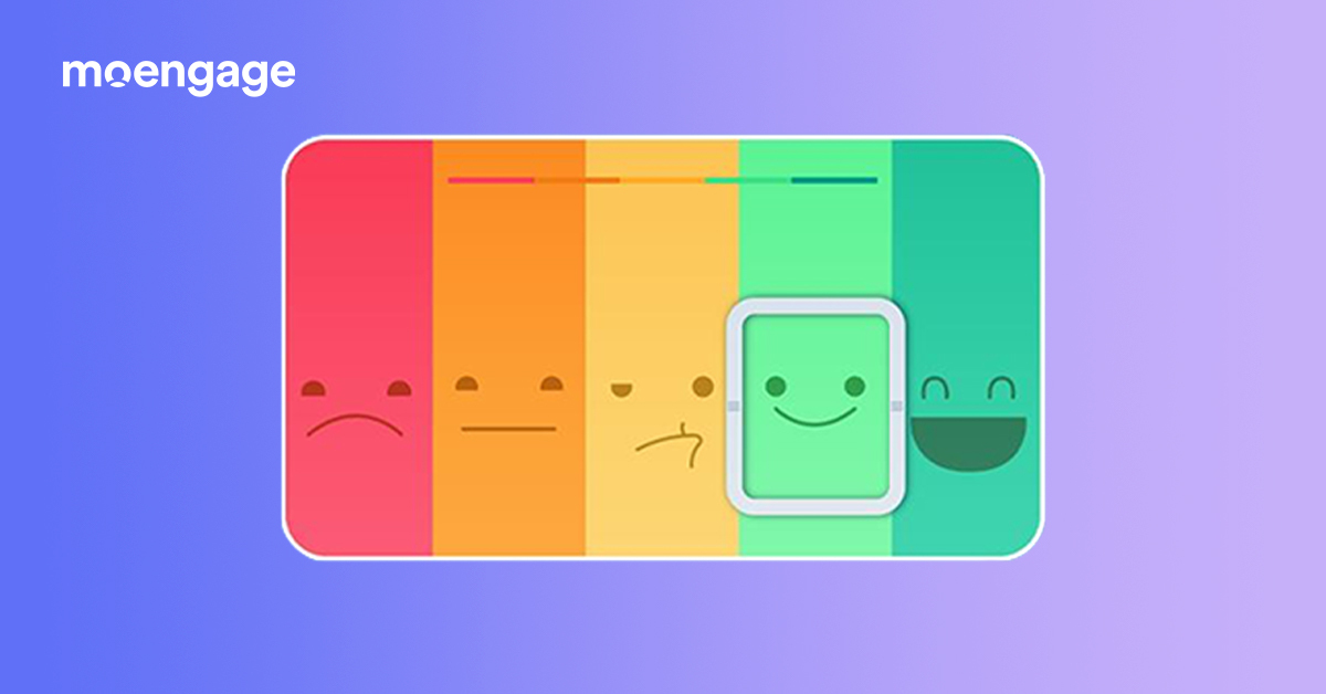 An infographic showing a scale from unhappy to extremely happy using colored emojis