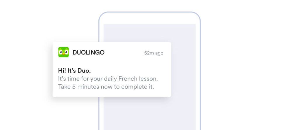 Duolingo Push Notification example