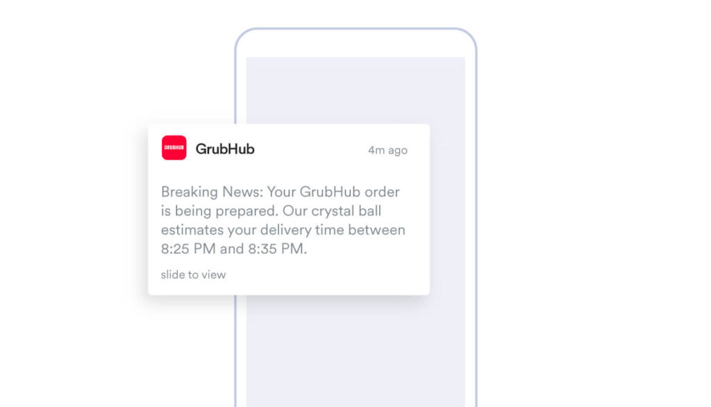 GrubHub Push Notification example