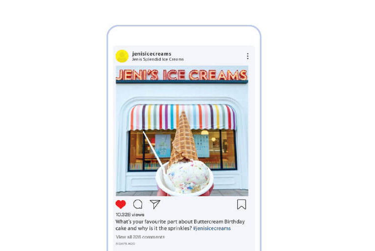 An example of a social media marketing post for Jeni’s Ice Creams