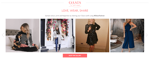 An example of a good user experience by Oasis Fashion