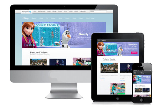 Disney+ displayed on desktop, tablet, and mobile devices