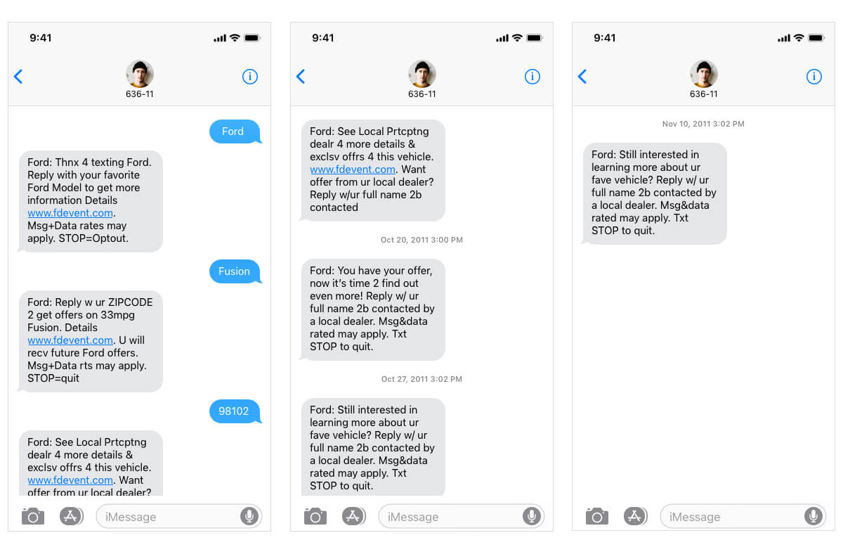 SMS Marketing campaign by Ford 