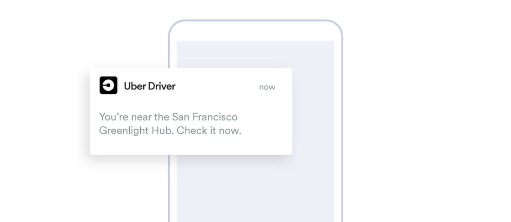 An example of a mobile push notification from Uber