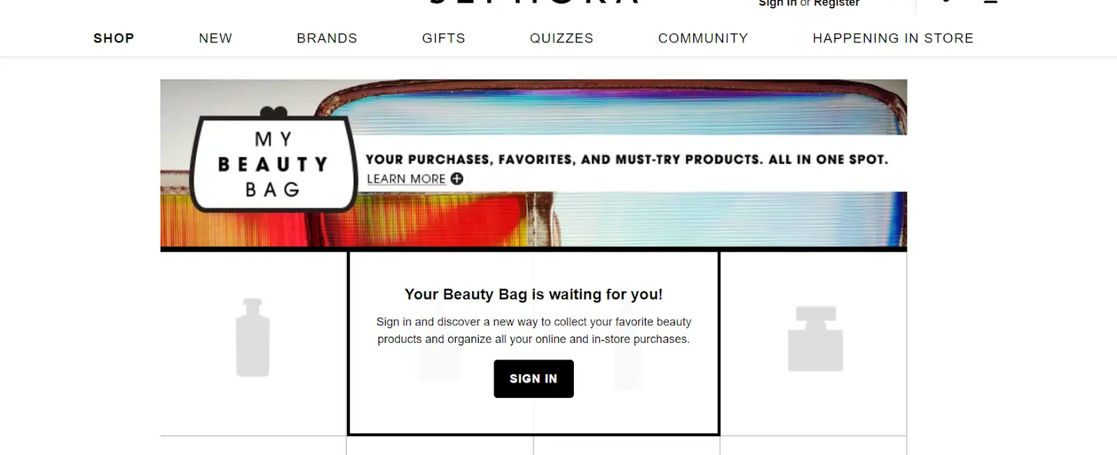 An example of a web push requesting a customer sign in from Sephora