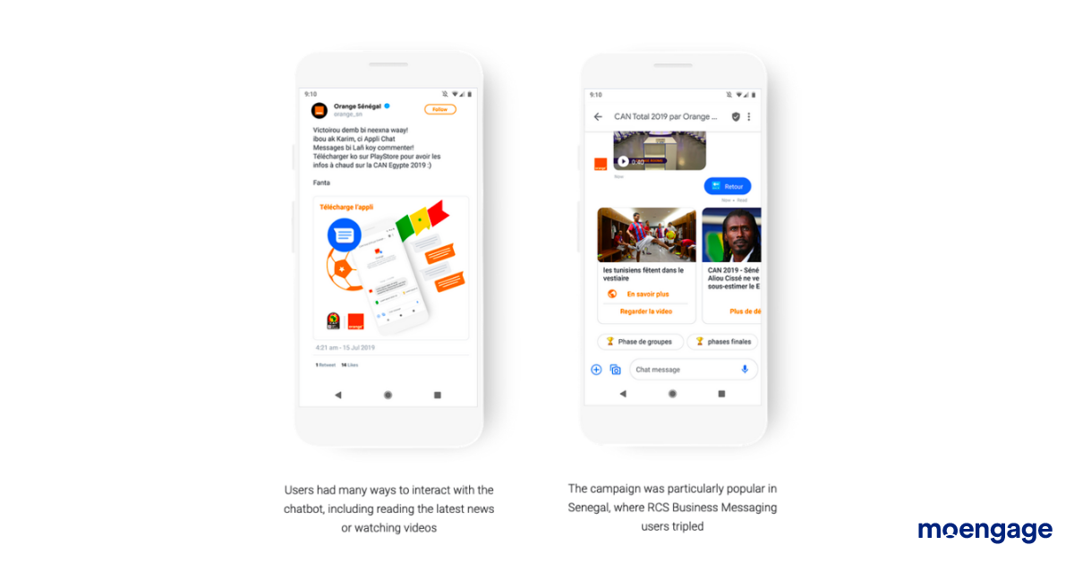 An example of how Orange leveraged RCS messaging to provide real-time updates