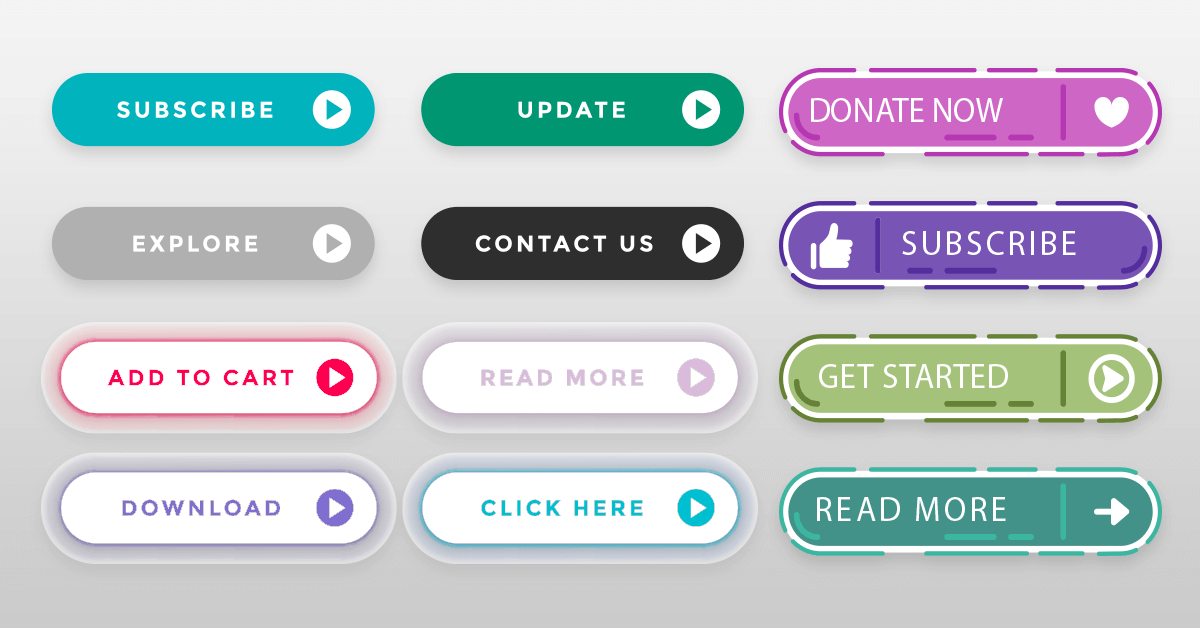 Examples of different call-to-action buttons for a website