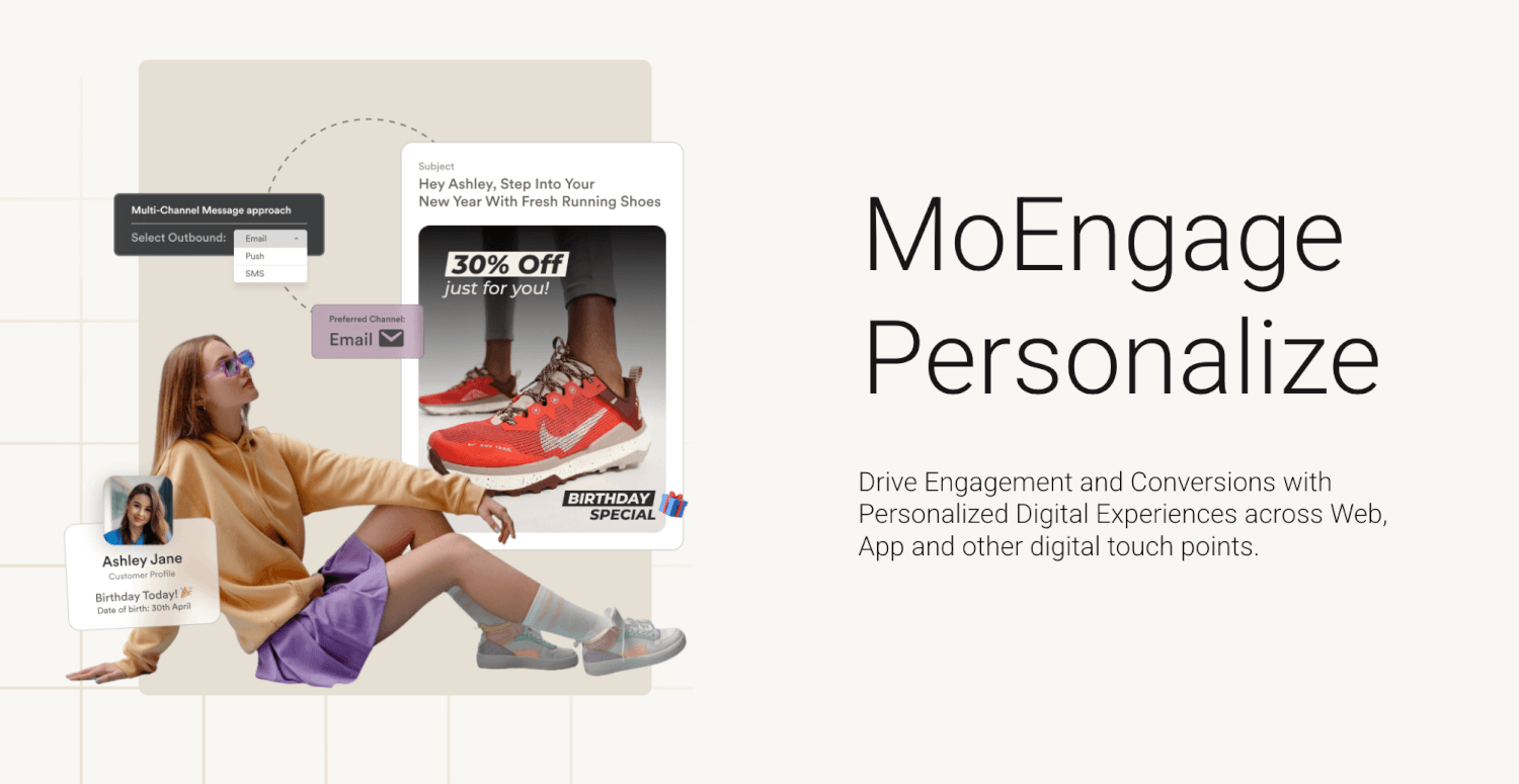 The image describe MoEngage Personalize platform