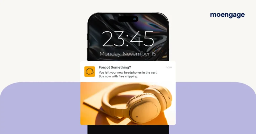 Cart abandonment push notification on mobile