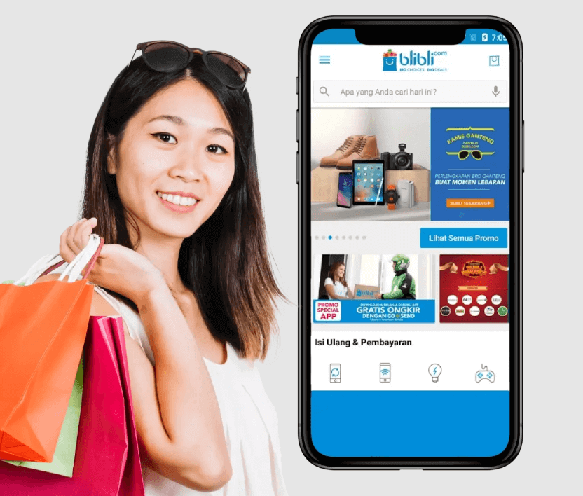 An example of personalized product recommendations in-app from Blibli