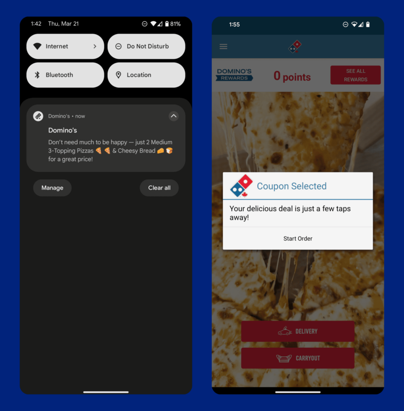 Domino’s guides customers to order with an orchestrated journey