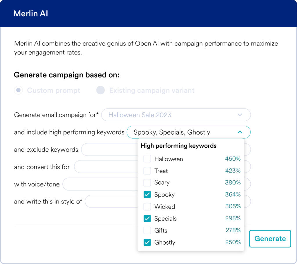 Merlin AI generates and optimizes copy