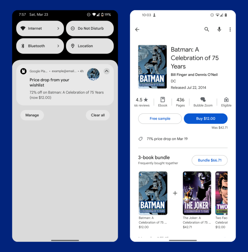 Google Play Books offers a personalized discounts which are one of the best personalized marketing examples