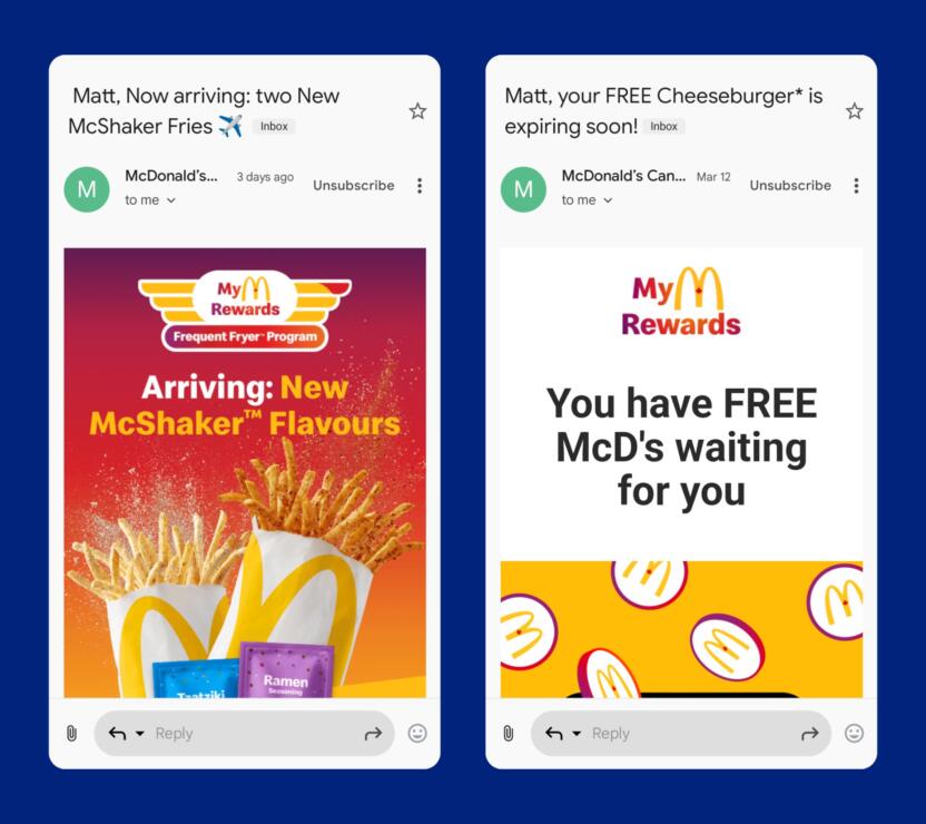 McDonald’s uses personalized email subject lines to increase open rates