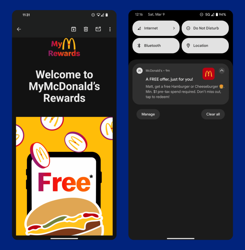 McDonald’s uses an orchestrated welcome sequence to effectively onboard customers