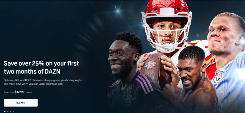 An example of an 2 month discount to sign up to watch the NFL through DAZN