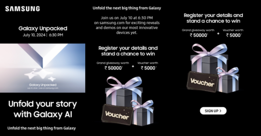 This is an example of an email marketing campaign from Samsung