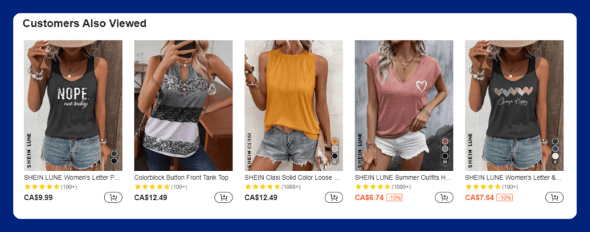 Shein recommends similar products for personalized marketing campaigns