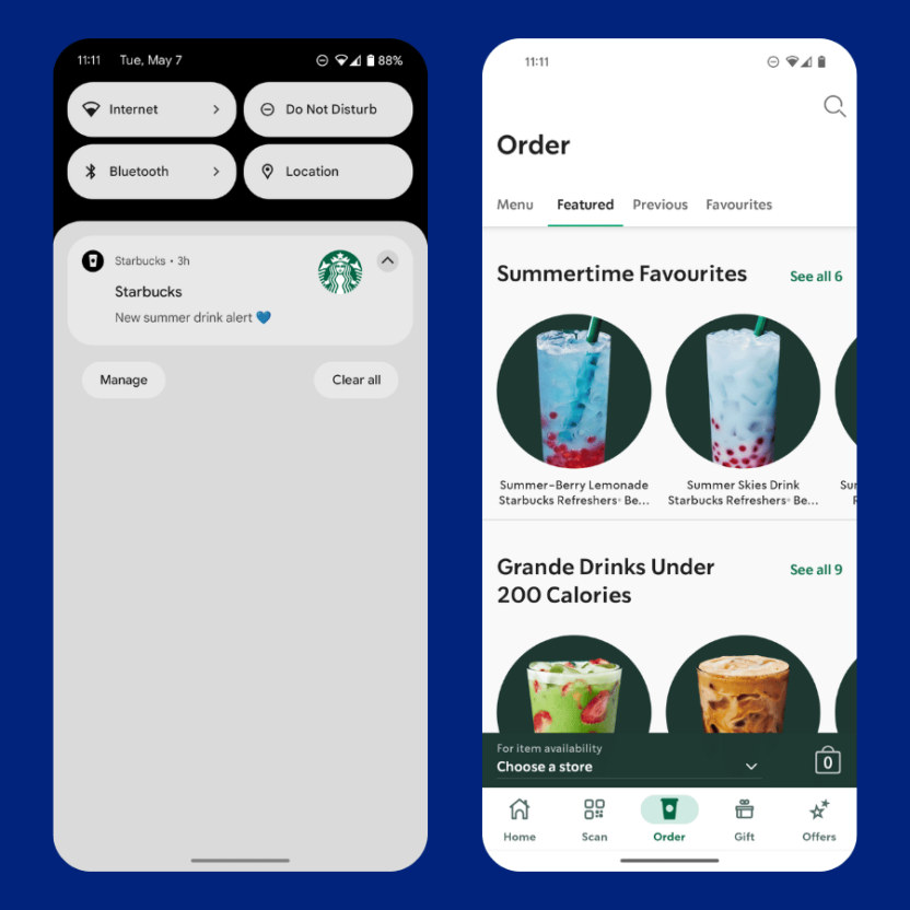 Starbucks promotes new products with mobile push