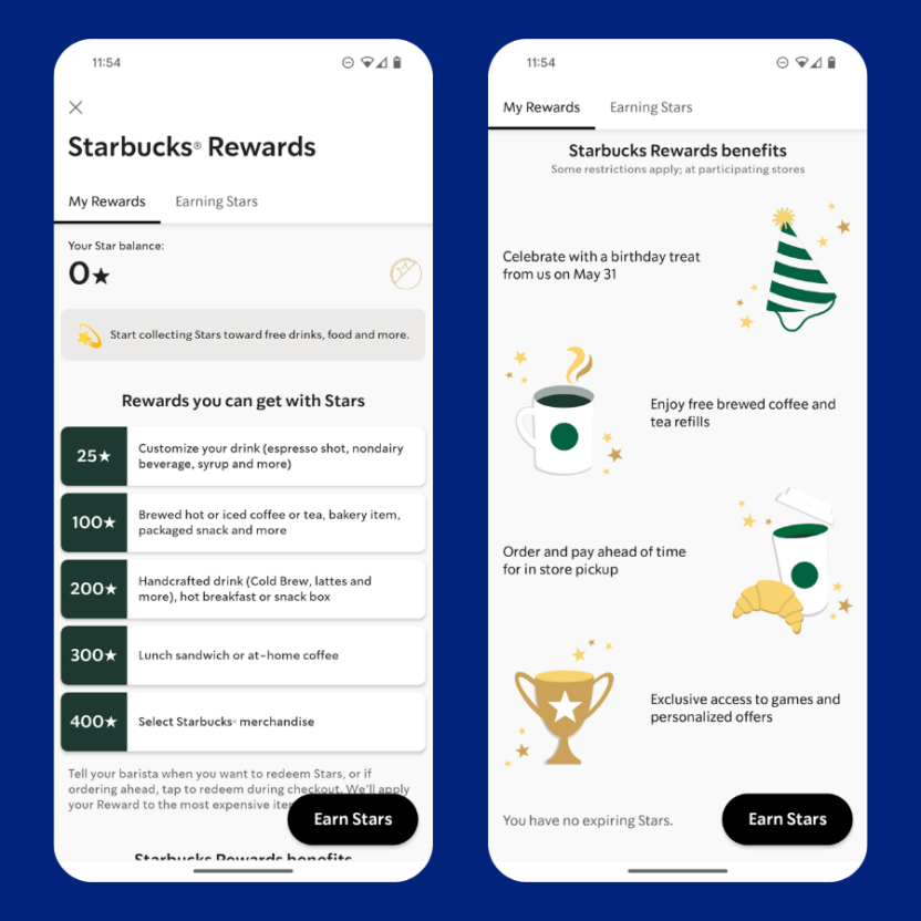 Starbucks incentivizes brand loyalty with their rewards program