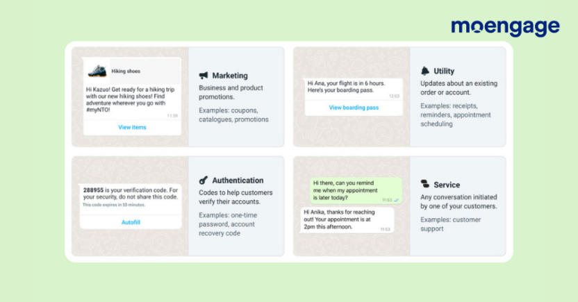 This is an image of WhatsApp business image types